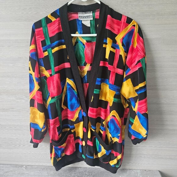 Peter Popovitch Ladies Multicolor Abstract Vintage Jacket Cardigan Size M USA - Picture 8 of 15